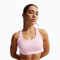 Bielizna sportowa damska - Biustonosz treningowy Nike Swoosh Medium Support pink foam/stone mauve/white WYSYŁKA W 24H 30 DNI NA ZWROT - miniaturka - grafika 1
