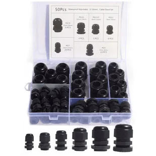 ZESTAW XXL DŁAWIK KABLOWY IP68 WODOODPORNY 3-16mm CZARNY DŁAWNICA 50 SZT - Pozostałe akcesoria sieciowe - miniaturka - grafika 1