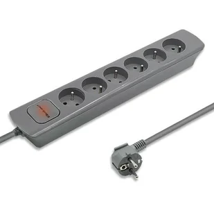 QOLTEC Listwa zasilająca 6 gniazd 1.8m Szara 50277 - Listwy zasilające - miniaturka - grafika 1