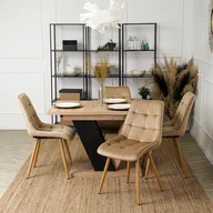 Stoły - Stół Prostokątny Rozkładany CLARK 120-160 cm Dąb Artisan/Czarny Nowoczesny Loft - miniaturka - grafika 1