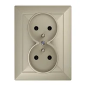 Gniazdka elektryczne - Abex Gniazdo podwójne z/u monoblok Perła - satyna - miniaturka - grafika 1