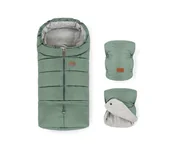 Akcesoria do wózków - PETITE&MARS - ZESTAW Śpiworek dziecięcy 3w1 JIBOT + ocieplacze do wózka JASIE zielony - miniaturka - grafika 1
