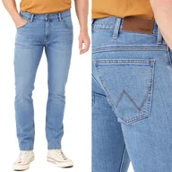Spodnie męskie - Wrangler SLIM Great Blue DOPASOWANY DżINS DZIKI KOZAK W32 L34 - miniaturka - grafika 1
