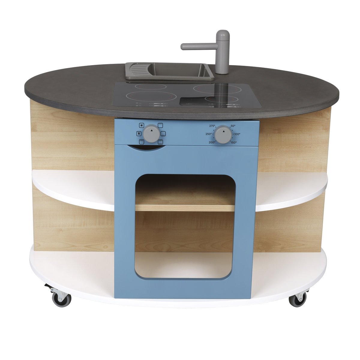 MICKI Drewniana wyspa kuchenna niebieska meble dla dzieci zabawka kuchnia