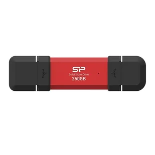 Dysk zewnętrzny ssd silicon power ds72 250gb usb-a usb-c 1050/850 mb/s czerwony SP250GBUC3S72VPR - Dyski SSD - miniaturka - grafika 1