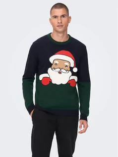 Swetry męskie - Only & Sons Sweter Xmas 22023346 Granatowy Regular Fit - grafika 1