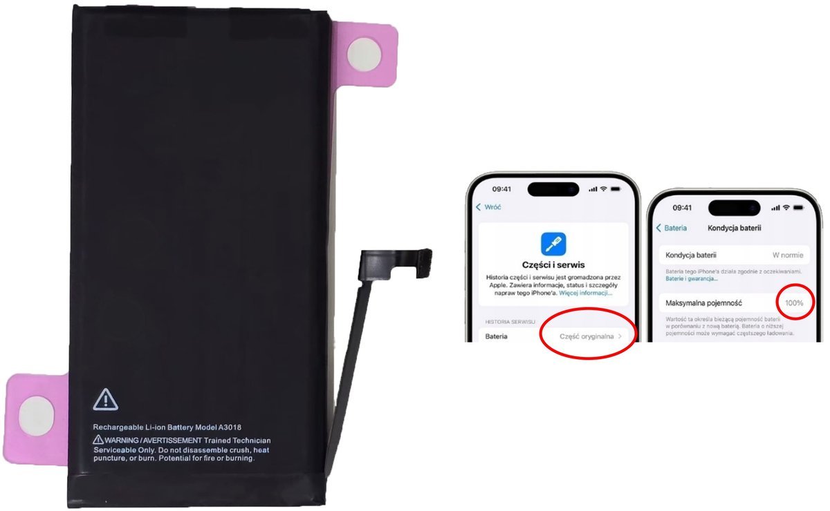 Bateria A3018 iPhone 15 3520mAh WIĘKSZA KONDYCJA BEZ KOMUNIKATU