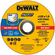 Tarcze do pił - DeWalt DT20540-QZ tarcza tnąca do cięcia stali nierdzewnej 125x1,0x22,2 mm INOX 100 szt - miniaturka - grafika 1