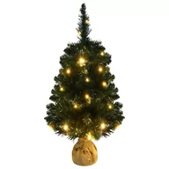 Choinki - vidaXL Sztuczna choinka ze stojakiem i LED, zielona, 90 cm, PVC vidaXL - miniaturka - grafika 1