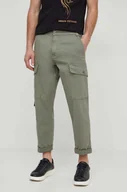 Spodnie męskie - Pepe Jeans spodnie męskie kolor zielony w fasonie cargo - miniaturka - grafika 1