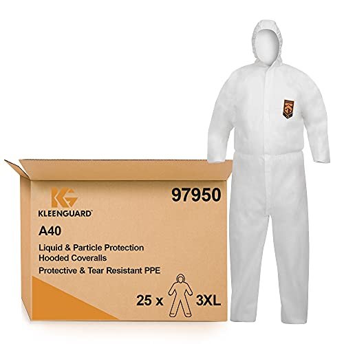 Kombinezon z kapturem chroniący przed cieczami i cząstkami KleenGuard A40 97950 — biały, rozm. 3XL, 1x25 (łącznie 25 szt.)