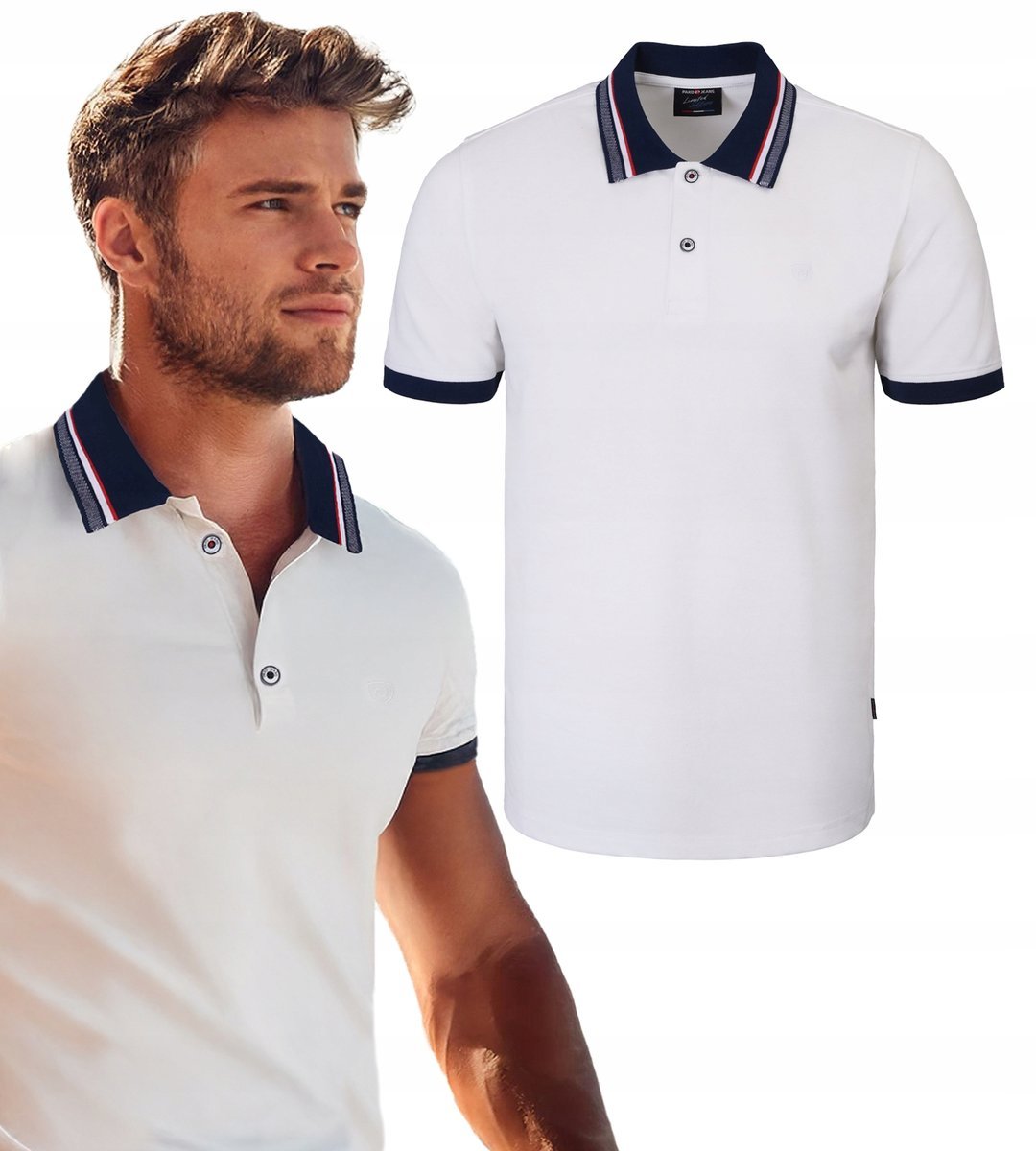 POLO Koszulka Męska BIAŁA Gruba Bawełna CURIUM Elegancka 2XL Pako Jeans