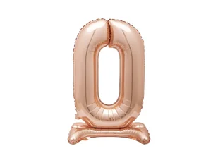 Balon foliowy stojący cyfra 0 różowe złoto - 76 cm - 1szt. - Balony i akcesoria - miniaturka - grafika 1