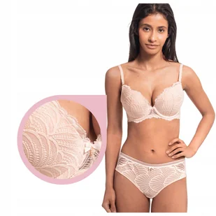 Biustonosz Agio DB-9322 My Body Push up różowy koronkowy stanik - 90C - Biustonosze - miniaturka - grafika 1