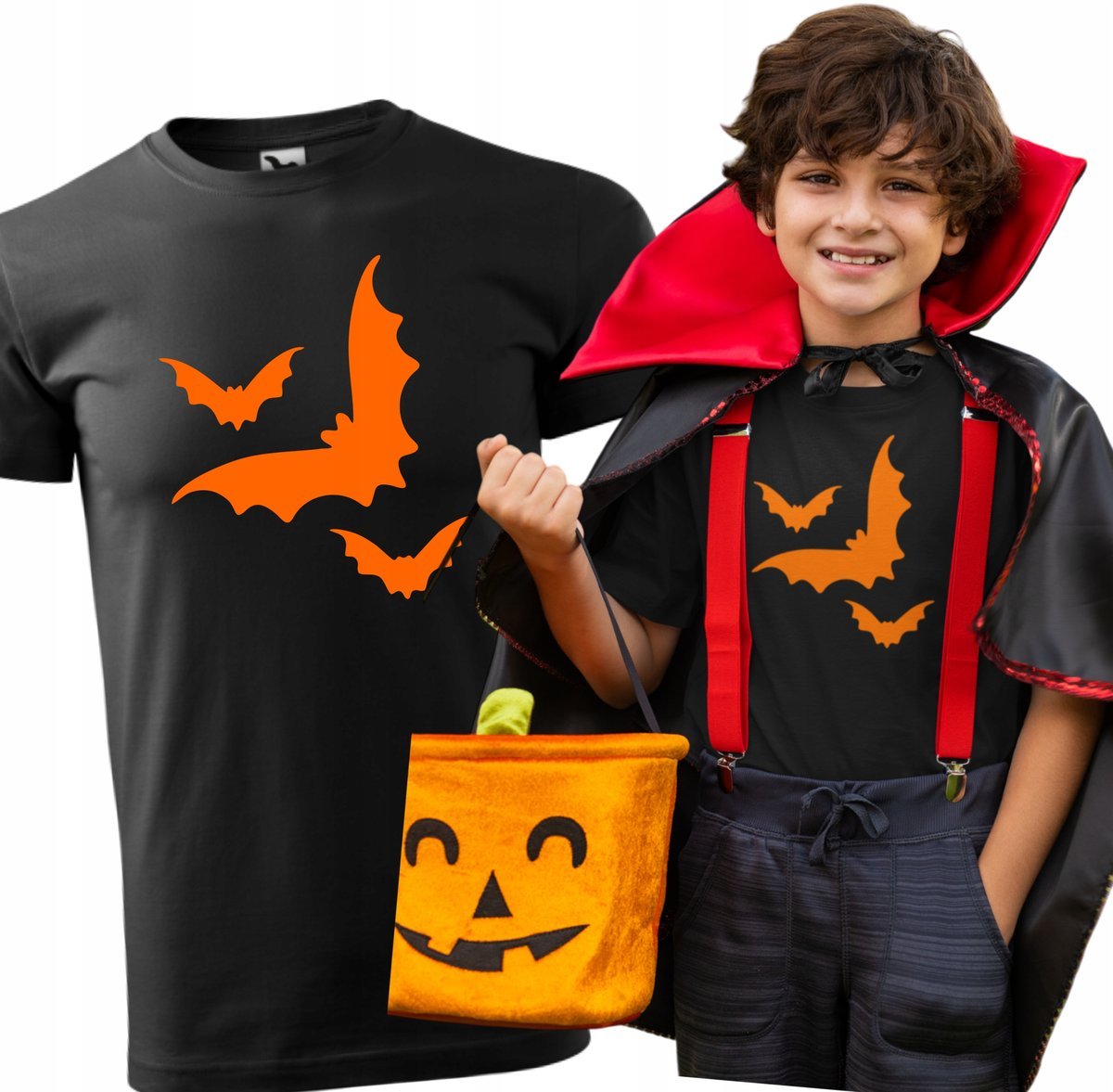 Haloweenowa koszulka dziecięca z nadrukiem Nietoperzy Nietoperz 10 146 cm
