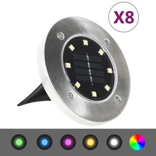 Solarne lampy gruntowe LED, 8 szt., kolory RGB! - Lampy ogrodowe - miniaturka - grafika 1