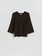 Swetry damskie - Reserved - Gładki sweter - brązowy - miniaturka - grafika 1