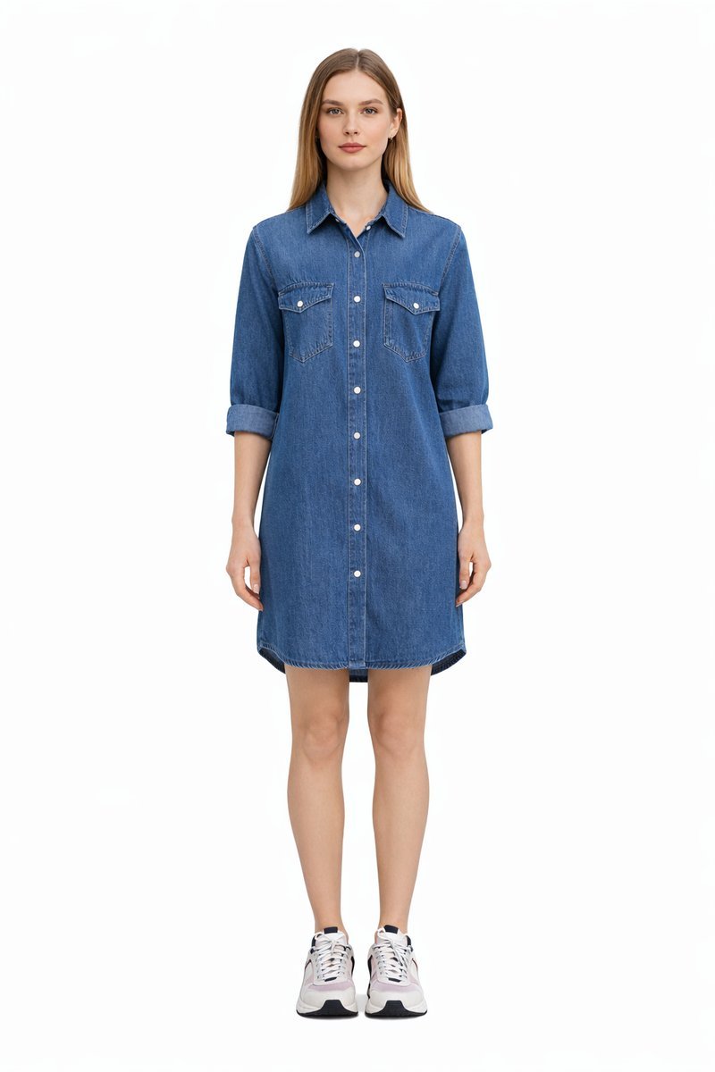 PEPE JEANS JEANSOWA SUKIENKA KOSZULOWA Z GUZIKAMI ŚREDNI NIEBIESKI M I4A