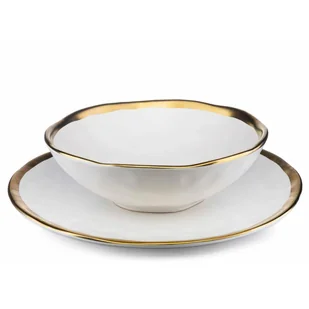 Zestaw Obiadowy 2 Talerzy Lissa White Gold - Talerze - miniaturka - grafika 1