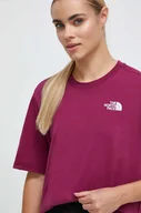 Koszulki sportowe damskie - The North Face t-shirt bawełniany kolor fioletowy - miniaturka - grafika 1