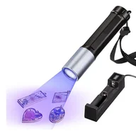 Latarki - Światło UV do utwardzania żywicy, latarka UV 365 Nm, wodoodporna lampa UV LED do szybkiego utwardzania Akumulator do moczu zwierząt domowych czarny - miniaturka - grafika 1