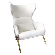 Fotele - Fotel wypoczynkowy HAMPTON TEDDY biały, złoty stelaż - miniaturka - grafika 1