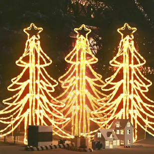 vidaXL Składane choinki z ciepłym białym LED, 3 szt., 87x87x93 cm - Oświetlenie świąteczne - miniaturka - grafika 1