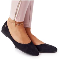 Baleriny - Zamszowe Baleriny Sergio Leone BL622 Czarne - miniaturka - grafika 1