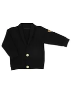 Bluzy dla chłopców - Chłopięca bluza dresowa zapinana na guziki czarna Nicol,r.92 - miniaturka - grafika 1