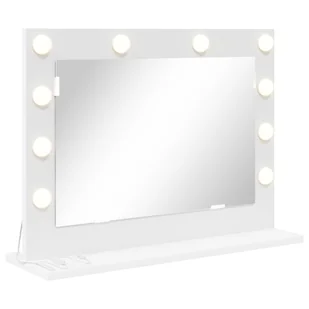 vidaXL Lustro toaletowe z lampkami LED Białe 60x45x18 cm - Lustra - miniaturka - grafika 1