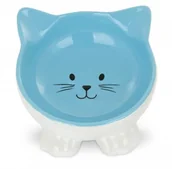 Miski dla kotów - BARRY KING Miska ceramiczna dla kota w kształcie kota na nóżkach 11,5 cm - niebieska - miniaturka - grafika 1