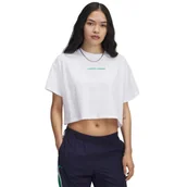 Koszulki i topy damskie - Damski t-shirt crop-top z nadrukiem Under Armour UA W Varsity Mix HW SS Crop - biały - miniaturka - grafika 1