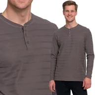 Koszulki męskie - Koszulka Męska Długi Rękaw Longsleeve Bawełniany z Guzikami MORAJ L GREY - miniaturka - grafika 1