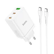 Akcesoria do smartwatchy - HOCO ładowarka sieciowa 2 x Typ C + USB A + kabel Typ C do Typ C QC PD 35W N33 biała - miniaturka - grafika 1