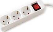 Kable - Kabel zasilający Value VALUE 3-drożna listwa zasilająca z wyłącznikiem, biała, 1,5 m - miniaturka - grafika 1