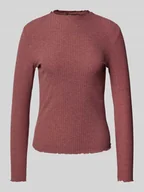 Bluzki damskie - Bluzka o kroju slim fit z długim rękawem i dodatkiem wiskozy model ‘LEMMA’ - miniaturka - grafika 1