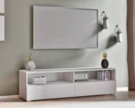 Szafki RTV - Szafka RTV Tebris 150 biały mat, nowoczesna forma do przestronnych wnętrz - miniaturka - grafika 1