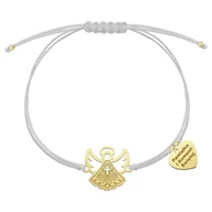 Biżuteria dla dzieci - Bransoletka z Aniołkiem srebro pozłacane sznurek - miniaturka - grafika 1