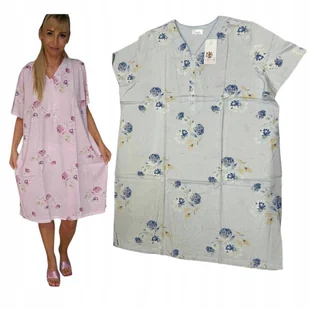 KOSZULA NOCNA BASII ROZPINANA Bawełna plus size Niebieska 50 52 2XL 3XL - Bielizna nocna - miniaturka - grafika 1