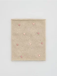 Reserved - Dzianinowy komin z aplikacją - kremowy - Apaszki i szaliki damskie - miniaturka - grafika 1