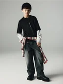 Spodnie i spodenki dla chłopców - Reserved - Jeansy baggy z brelokiem - szary - miniaturka - grafika 1