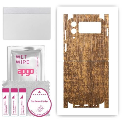 folia naklejka skórka strukturalna na TYŁ+BOKI do Samsung Galaxy Z Flip4 - Drewno Dąb Stary - apgo SKINS