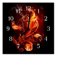 Zegary - Zegar szklany ścienny Cichy Kwiat ogień Sztuka - miniaturka - grafika 1