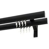 Karnisze - Karnisz DECASTYL Apartamentowy z agrafkami podwójny 200 cm Czarny - miniaturka - grafika 1
