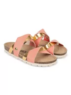 Klapki i japonki damskie - BACKSUN Klapki "Balina" w kolorze złoto-jasnoróżowym - miniaturka - grafika 1