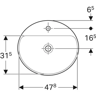 Geberit Variform Umywalka wpuszczana w blat 50x45 cm bez przelewu z otworem na baterię biała 500.714.01.2 - Umywalki - miniaturka - grafika 2