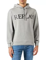 Bluzy męskie - Replay Męska bluza z kapturem, Melange Grey M08, L - miniaturka - grafika 1