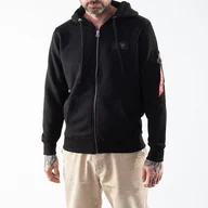 Bluzy męskie - Męska bluza z kapturem Alpha Industries z nadrukiem na plecach czarna - S - miniaturka - grafika 1