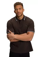 Koszulki męskie - JP 1880 Męska koszulka polo, z rękawami do łokci Piqué, z kółkami, również w koszulce polo, czarno-brązowa, XL, czarny/brązowy, XL - miniaturka - grafika 1