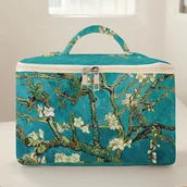 Inne - TEMU Torba na kosmetyki z nadrukiem w kwiaty, pudełko do przechowywania pędzli i akcesoriów, duża pojemność torby podróżnej na przybory toaletowe, - miniaturka - grafika 1